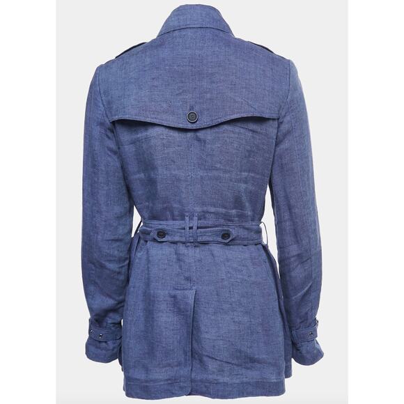Burberry Brit 100% Linen Short Trench Coat in Blue - Picture 14 of 16